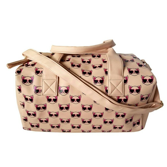 OMG Accessories Handbags - OMG Accessories Cool Cat Glitter Duffel Bag OMG Accessories Handbags - OMG Accessories Cool Cat Glitter Duffel Bag
